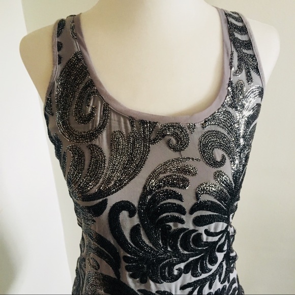 Express Silver Tank Gray Sequins Night Out - Picture 2 of 8